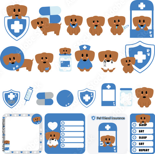Dachshund Dog Health and Insurance Icons