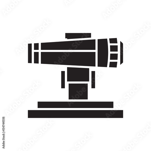 Minimalist Black Silhouette Icon of an Optical Periscope