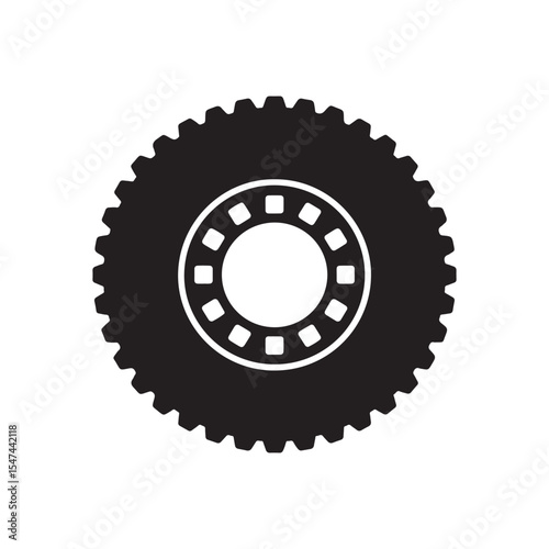 Black Silhouette Vector Art of a Tire
