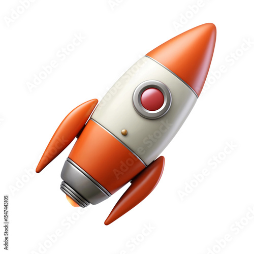 Rocket space ship, isolated on white. 3D rendering