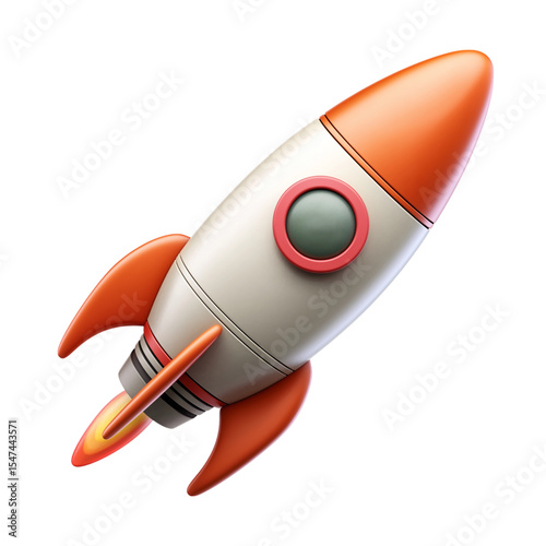 Rocket space ship, isolated on white. 3D rendering