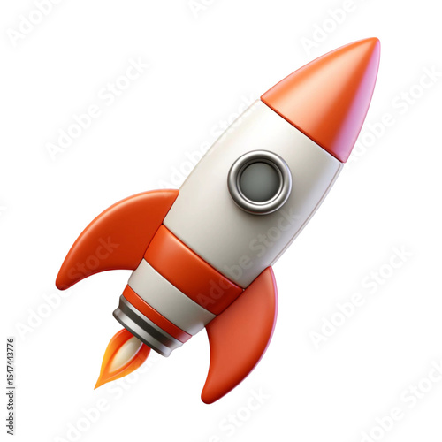 Rocket space ship, isolated on white. 3D rendering