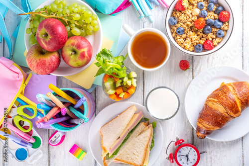 School kids healthy morning breakfast