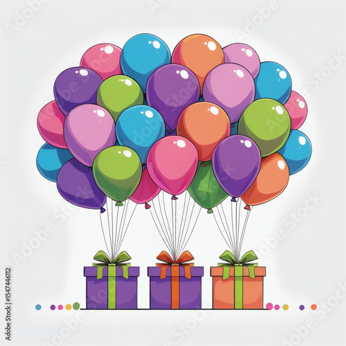 gift box with balloons
