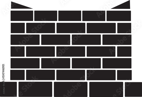  Brick Wall Icon Vector. wall design Background, rounded edges illustration, precisely rendered, black brick wall vector,