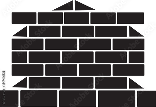 Brick Wall Icon Vector. wall design Background, rounded edges illustration, precisely rendered, black brick wall vector,