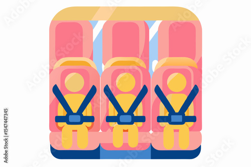 Airplane baby seats, pastel colors, for travel safety brochures