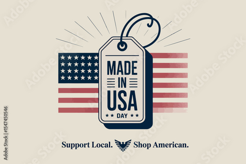 Made in America Day USA Flag Label Design Vector Art