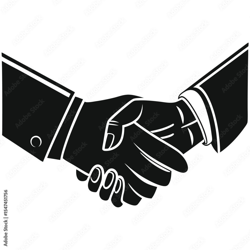 Fototapeta premium Monochrome Handshake Illustration Symbolizing Agreement Partnership and Business Deal in Black and White