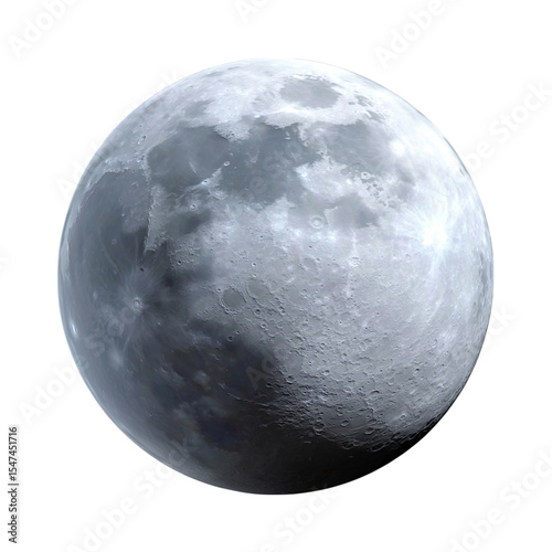 Full moon 3d render. Realistic plastic grey glowing surface of space planets satellite