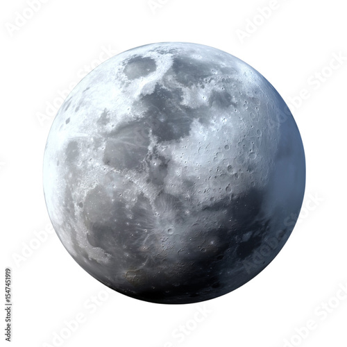 Full moon 3d render. Realistic plastic grey glowing surface of space planets satellite