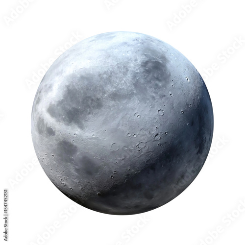 Full moon 3d render. Realistic plastic grey glowing surface of space planets satellite