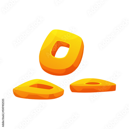 Vector illustration of ancient gold coins with a hole in the center.
