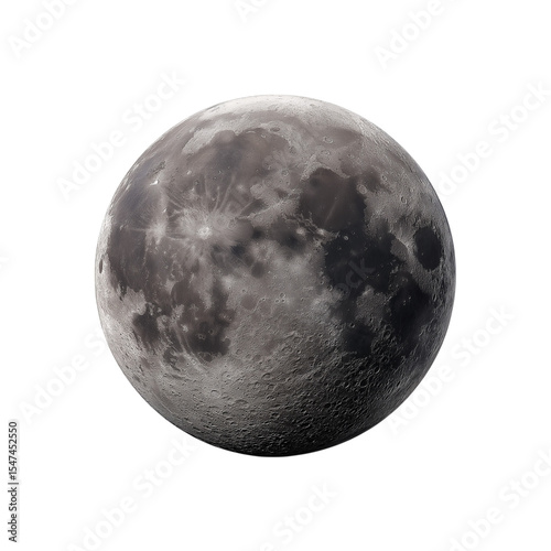 Full moon 3d render. Realistic plastic grey glowing surface of space planets satellite