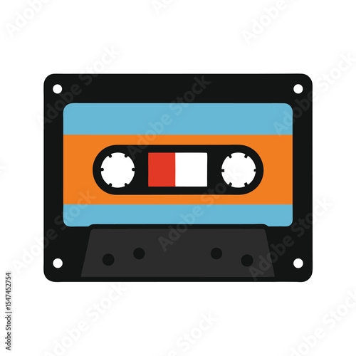 Classic cassette tape graphic illustration for vintage music retro audio lovers artwork