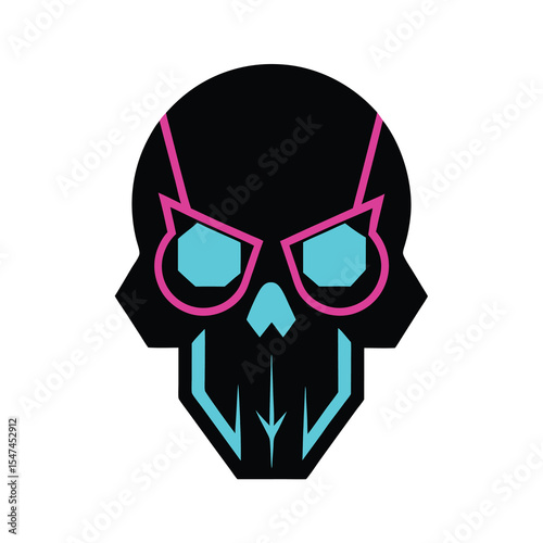 Cyberpunk skull with neon elements illustration for futuristic edgy and sci fi designs