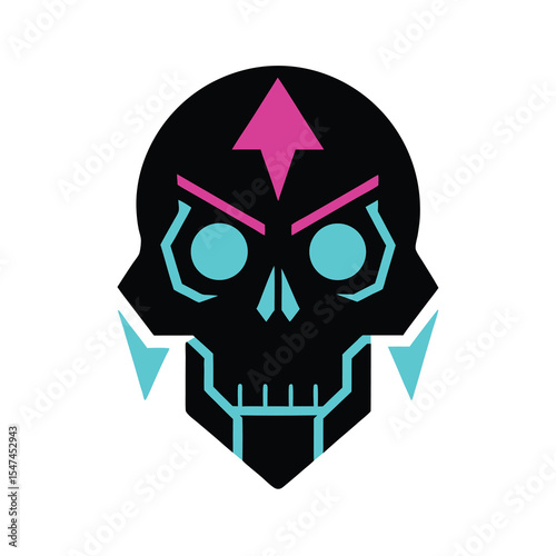 Futuristic cyberpunk skull artwork with neon glow for modern gaming and tech visuals