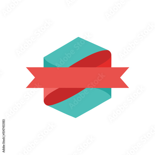 Double layer folded ribbon vector for stylish banner label and modern layout design