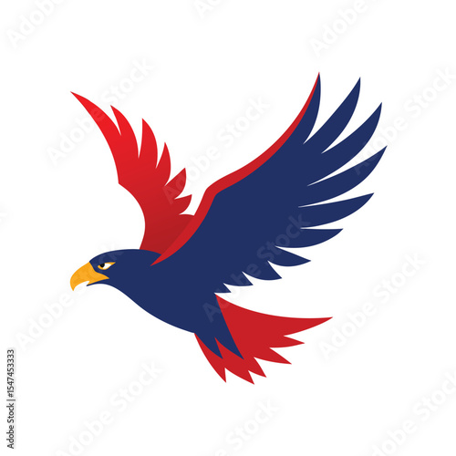 Eagle in flight symbol with wings spread for freedom patriotic and power themed designs