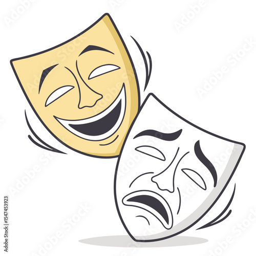 Comedy and Tragedy Masks Depicting Happiness and Sadness Symbolizing Theater and Emotions