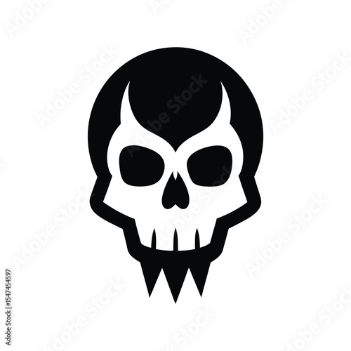 Skull Artwork in Gothic Style with White Background for Tattoo and Halloween Concepts