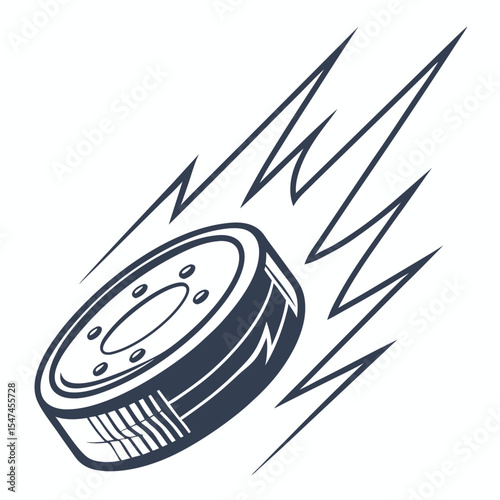 Stylized Hockey Puck Illustration with Motion Lines for Sports and Design Applications