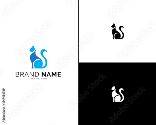 Contemporary Cat Logo Design Set in Three Elegant Colors. Perfect for Modern Branding Projects, High-End Fashion Labels, and Sophisticated Brand Identity in Blue and Black.

