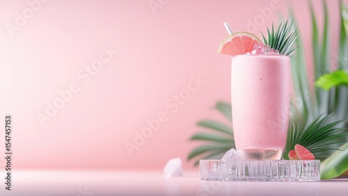 Tropical smoothie on a crystal podium with gemstone embellishments.