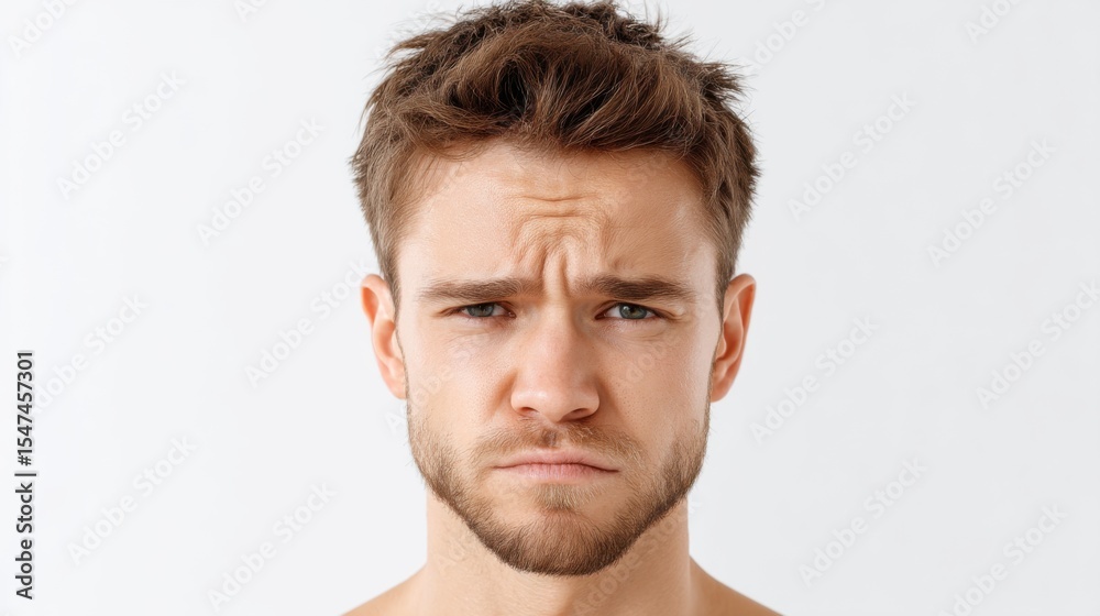 Fototapeta premium Portrait of a Sad Young Man with Freckles