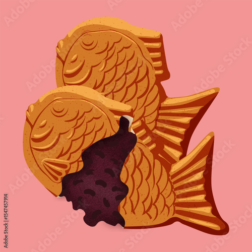 Taiyaki: Japanese Fish Shaped Cake Vector Illustration