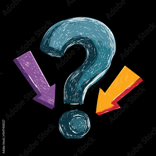 Drawn Question Mark Arrows Decision Symbol