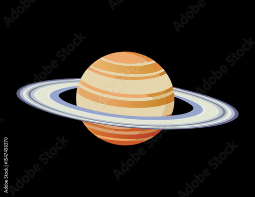 Orange Planet Rings Solar System Object