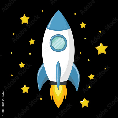 Blue Toy Rocket Stars Space Exploration
