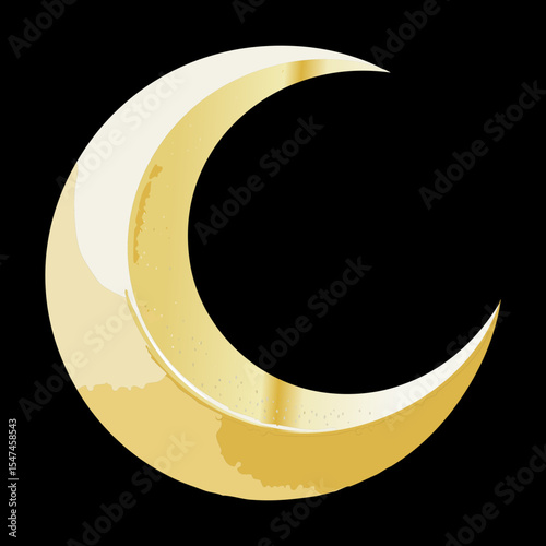 Golden Crescent Moon Night Sky Symbol
