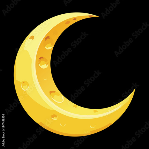 Yellow Crescent Moon Night Sky Graphic