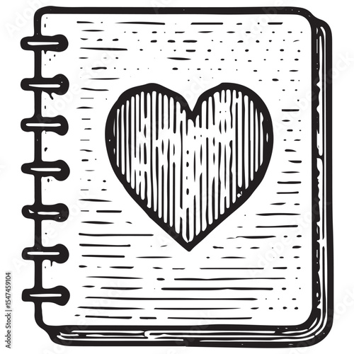 Black and white hand-drawn book, symbolizing knowledge, self-discovery, and calm reflection in a mental wellness illustration