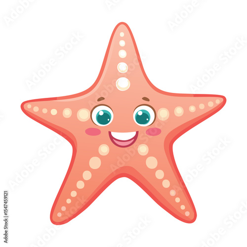 Cute Smiling Pink Starfish Ocean Character