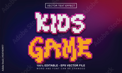 Kids game text effect 3d pixel