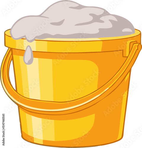 Overflowing Yellow Bucket of Gray Putty