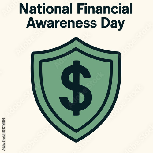 National Financial Awareness Day, financial vector, shield icon, dollar sign vector, finance protection symbol, money awareness icon, flat finance design, EPS financial vector, financial education ico