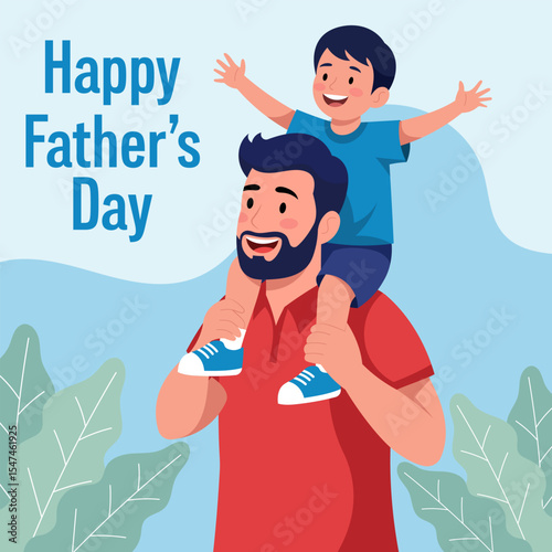 Illustration of a Happy Father's Day Dad and Son Bond Celebration