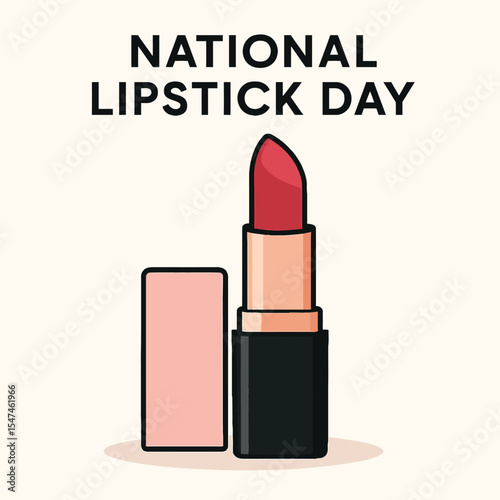 National Lipstick Day, lipstick vector, cosmetic tube icon, makeup celebration vector, beauty product flat design, EPS lipstick illustration, flat glam icon, bold lipstick vector art, clean vector cos