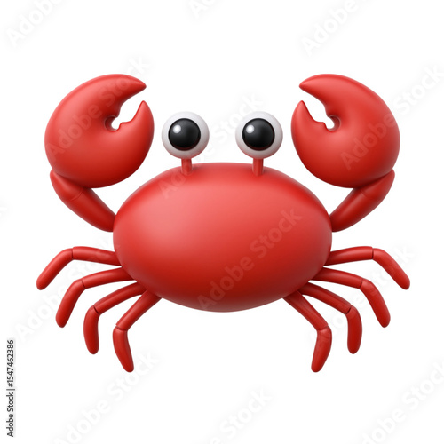 Crab with claws. 3d rendering isolated on white background. Cartoon plastic style icon