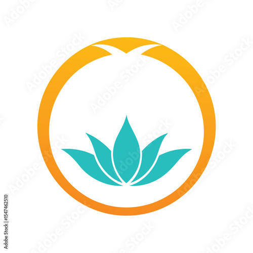 Zen circle with lotus symbol illustration with calm and pure white background  