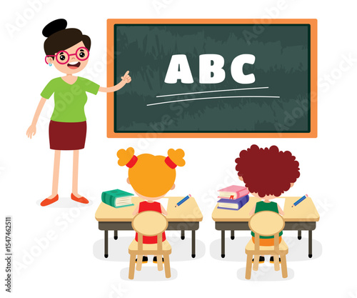 Classroom Scene With Cartoon Characters