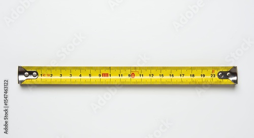 Yellow measuring tape on white background