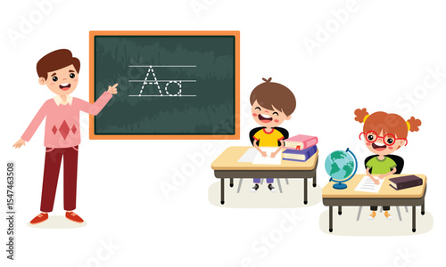 Classroom Scene With Cartoon Characters