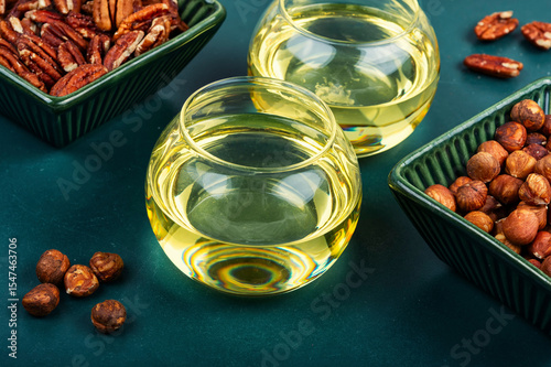Nut oil and nuts.
