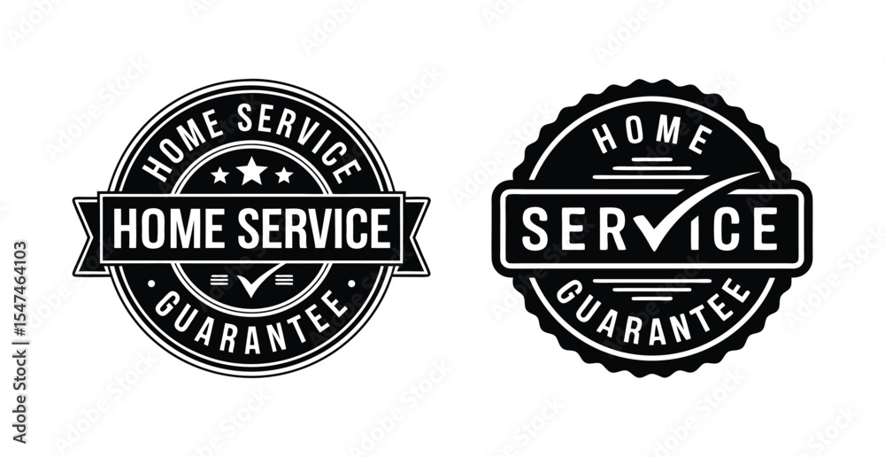 Fototapeta premium Home Service Guarantee Black and White Badge Seal