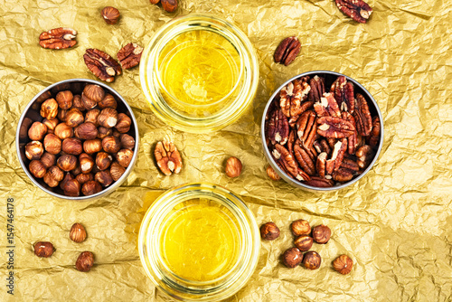 Glass with nut oil.